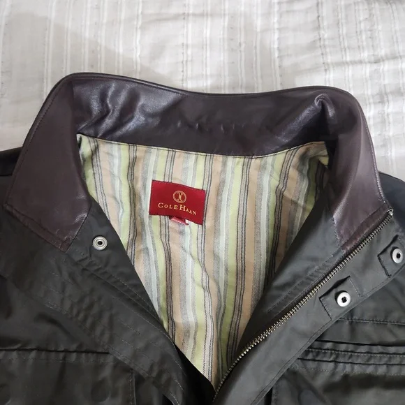 COLE HAAN LEATHER COLLARED JACKET